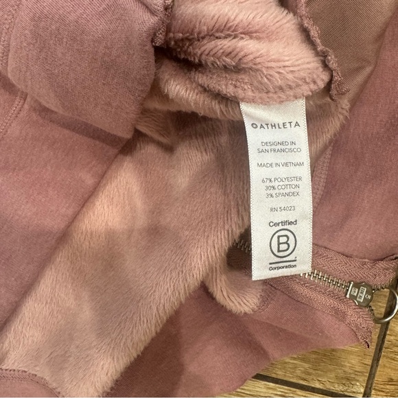 Athleta COZY KARMA SIDE ZIP FUNNEL NECK Pullover Dogwood Pink Size Medium MT - Picture 12 of 16